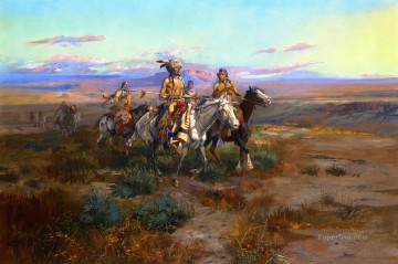 American Indians Painting - seeking the trail detail 1901 Charles Marion Russell American Indians
